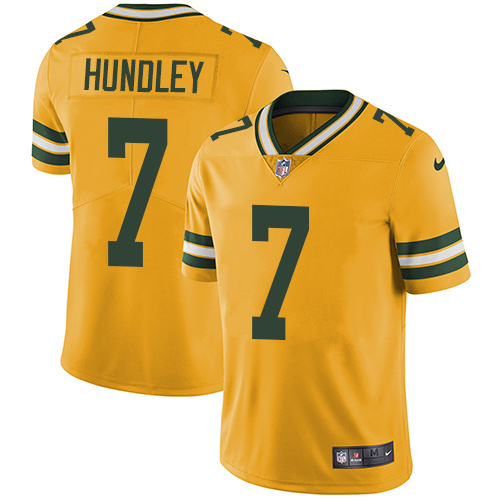 Nike Packers #7 Brett Hundley Yellow Men's Stitched NFL Limited Rush Jersey - Click Image to Close
